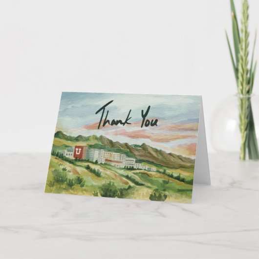 Hand-Painted University of Utah Thank You Card サンキューカード (正面)