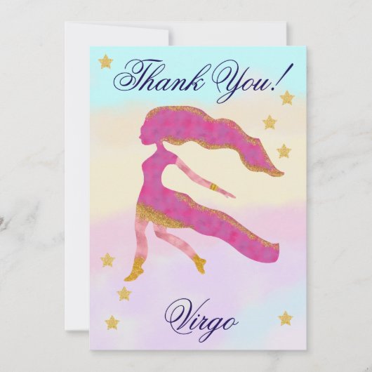 Hand-Painted Virgo Birthday Thank You サンキューカード (正面)