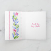 Hand Painted Watercolor Floral THANK YOU Blue サンキューカード (内部)