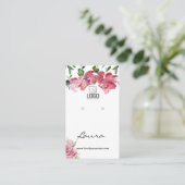 Hand-painted watercolor flowers earring display  名刺 (スタンド正面)
