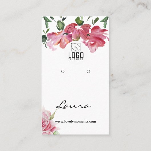 Hand-painted watercolor flowers earring display  名刺 (正面)