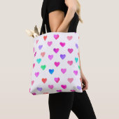 hand painted watercolor hearts pattern Valentine's トートバッグ (クローズアップ)