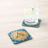 Hand Painted Watercolor Om Mandala  コースター (右側)