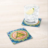 Hand Painted Watercolor Om Mandala  スクエアペーパーコースター (インサイチュ)