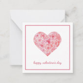 Hand Painted Watercolor Roses Heart Valentines Day ノートカード (正面)