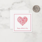 Hand Painted Watercolor Roses Heart Valentines Day ノートカード (正面/裏面インサイチュ)