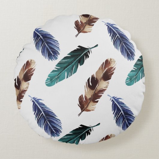 Hand painted watercolor seamless pattern with colo ラウンドクッション (正面)