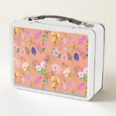 Hand-painted watercolour flowers on a peach メタルランチボックス (裏面)