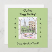 Hand painted Whimsical Paris Eiffel Tower BIRTHDAY (正面/裏面)