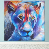 Hand Painted Wild Cat Portrait キャンバスプリント (インサイチュ (ウッドフロア))