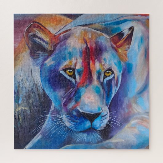 Hand Painted Wild Cat Portrait ジグソーパズル (縦)