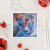 Hand Painted Wild Cat Portrait スタンダードカクテルナプキン (インサイチュ)