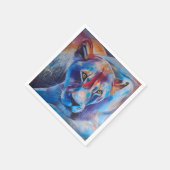 Hand Painted Wild Cat Portrait スタンダードカクテルナプキン (角)