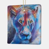 Hand Painted Wild Cat Portrait セラミックオーナメント (左)