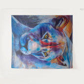 Hand Painted Wild Cat Portrait タペストリー (正面(横))