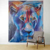 Hand Painted Wild Cat Portrait タペストリー (インサイチュ)