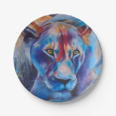 Hand Painted Wild Cat Portrait ペーパープレート (正面)