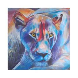 Hand Painted Wild Cat Portrait メタルプリント