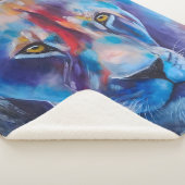 Hand Painted Wild Cat Portraitng シェルパブランケット (3/4)