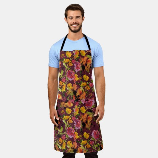 Hand-Painted with Inks All-Over Print Apron エプロン (着用した状態)