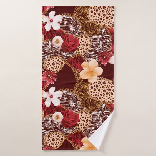 Hand Painting Abstract Watercolor Leopard Zebra an バスタオル (バスタオル)