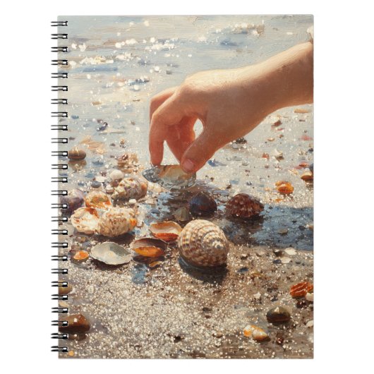Hand Picking Seashells Beach Notebook ノートブック (正面)