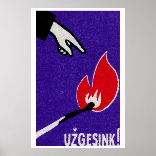 Hand Pointing at Flame Matchbox Art Print ポスター (正面)