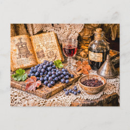 Hand‑Pressed Traditional Wine with Grapes and Vint ポストカード