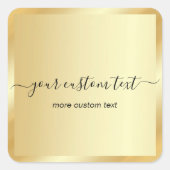 Hand Script Gold Template Your Custom Text Trendy スクエアシール (正面)