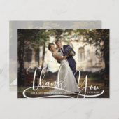Hand Script Two Photo 結婚's Thank You ポストカード (正面/裏面)