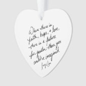 Hand-Scripted Faith Hope and Love Spiritual Heart オーナメント (正面)