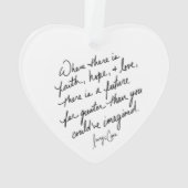 Hand-Scripted Faith Hope and Love Spiritual Heart オーナメント (裏面)