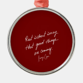 Hand-Scripted Good Things Red Inspirational メタルオーナメント