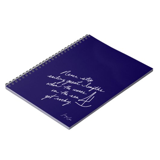 Hand-Scripted Never Stop Sailing Spiral Notebook ノートブック (左側)