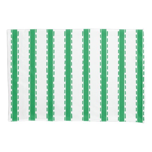Hand-Stitched Ticking Stripe Coordinate – Green 枕カバー (正面)