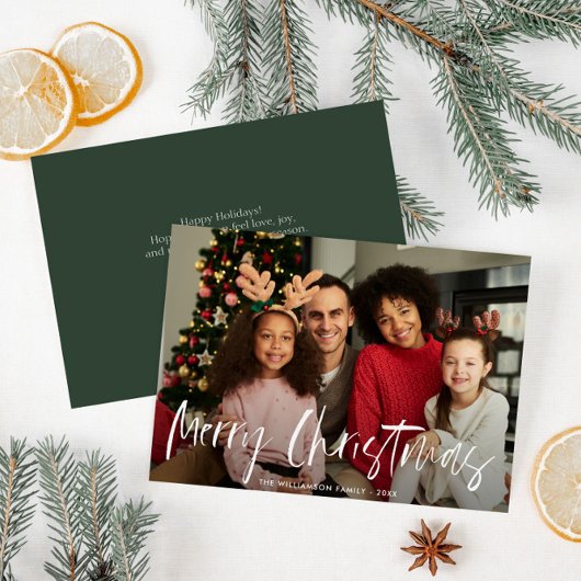 Hand styled white lettering christmas card シーズンカード