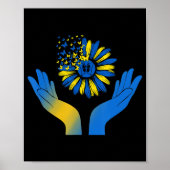 Hand Sunflower Butterfly Ukrainian Flag Support Uk ポスター (正面)