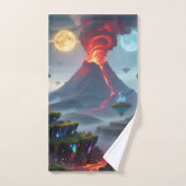 Hand Towel with Fantasy Volcano Art ハンドタオル (ハンドタオル)