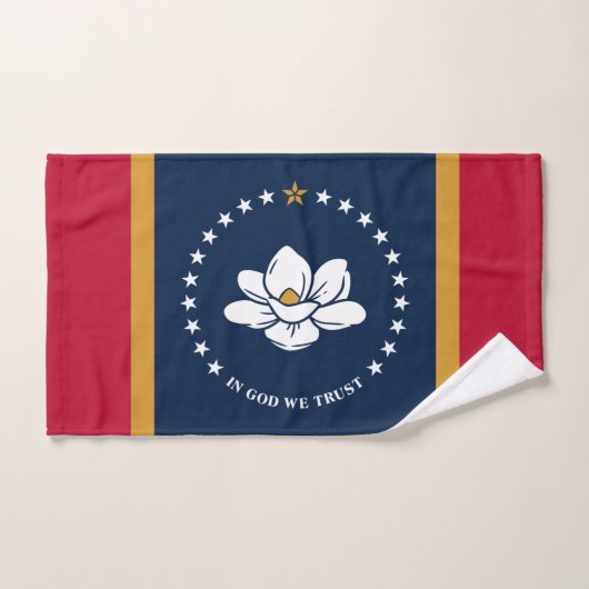 Hand Towel with Flag of Mississippi, USA ハンドタオル (ハンドタオル)