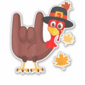 Hand Turkey American Sign Language I Love You Than シール (正面)