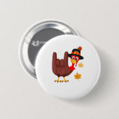 Hand Turkey American Sign Language I Love You Than 缶バッジ (正面&裏面)