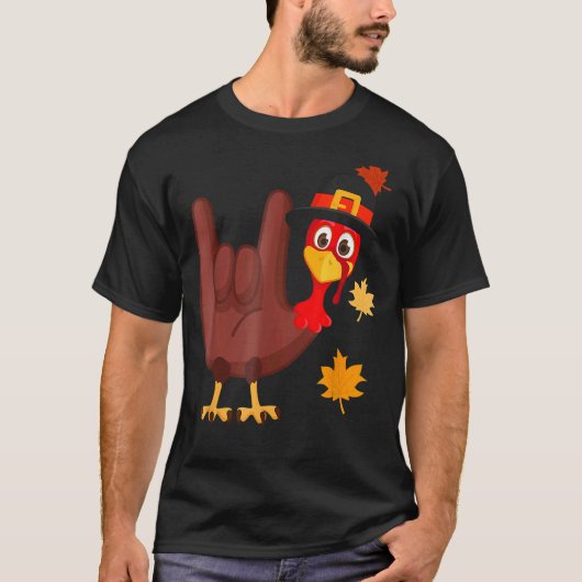 Hand Turkey American Sign Language I Love You Than Tシャツ (正面)