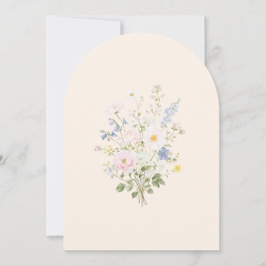 Hand Written Drawn Floral Summer Arched Wedding 招待状 (裏面)