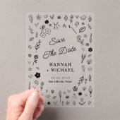 Hand Written Drawn Sketch Flowers Wedding アクリル招待状 (インサイチュ (ポータブル))