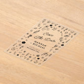 Hand Written Drawn Sketch Flowers Wedding アクリル招待状 (レイダウン)