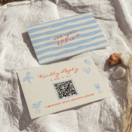 Hand Written Drawn Whimsical QR Code Wedding 出欠カード