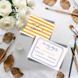 Hand Written Pinstripes Painted Italian Wedding  出欠カード