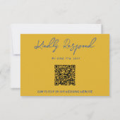 Hand Written Yellow Blue Italian QR Code Wedding 出欠カード (正面)