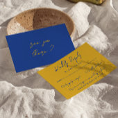 Hand Written Yellow Blue Italian Retro Wedding  出欠カード