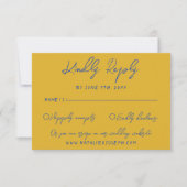 Hand Written Yellow Blue Italian Retro Wedding  出欠カード (正面)